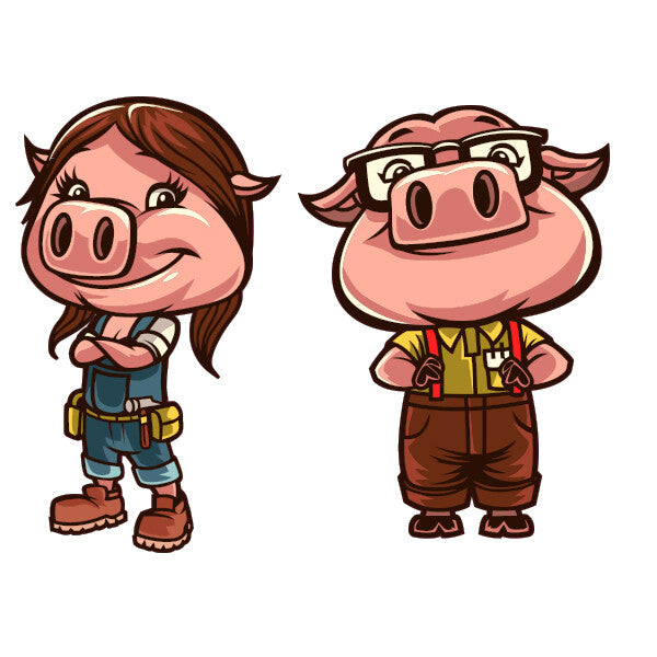 Pig Character Cute Funny  Laptop , Car  Decal Sticker 