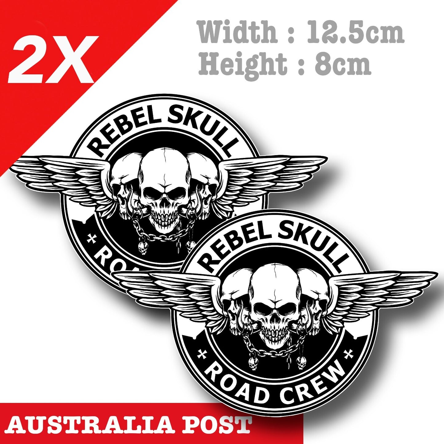 Skull Head, REBEL Skull Road Crew Motorcycle , Helmet Fuel Tank Sticker