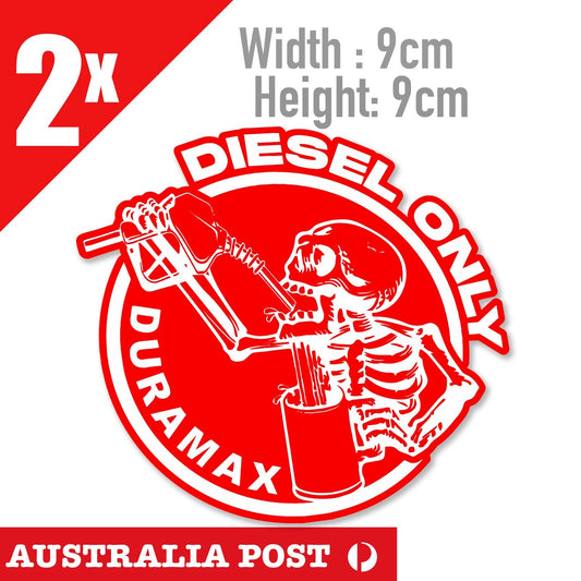 DURAMX Diesel Only Skull Funny RED Diesel Logo  Laptop , Car  Vinyl  Sticker