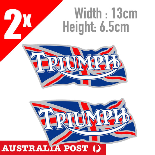 Triumph Motorcycle Logo Kingdom Black , Helmet Bike Union Jack Flag Sticker