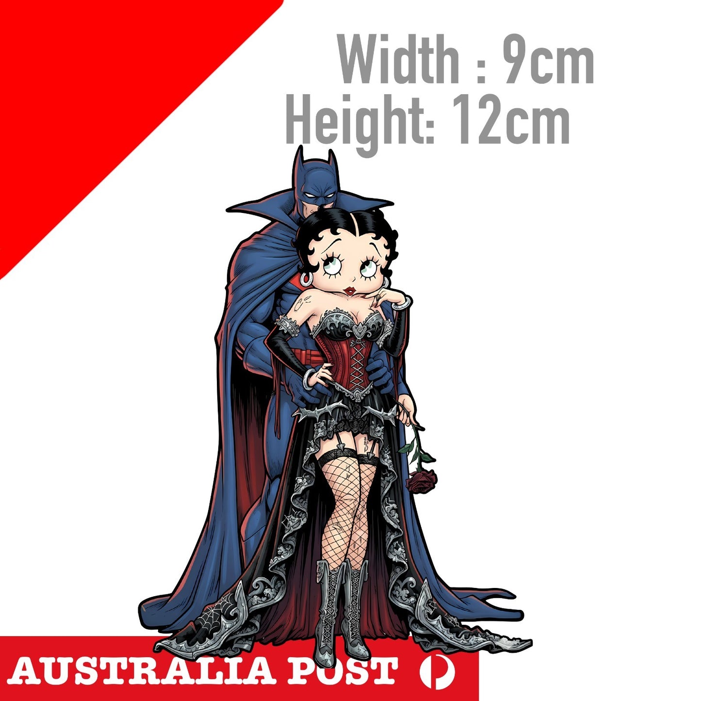 LADY LUCK HOT ROD betty Boop Goth& Batman Sticker