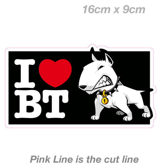 White Bull Terrier I love My DOG Aggressive  Dog Sign Decal Vinyl Sticker