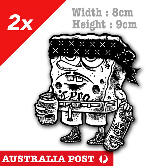 Sponge Bob Skater Gangster with Pepsi  Funny Decal Sticker