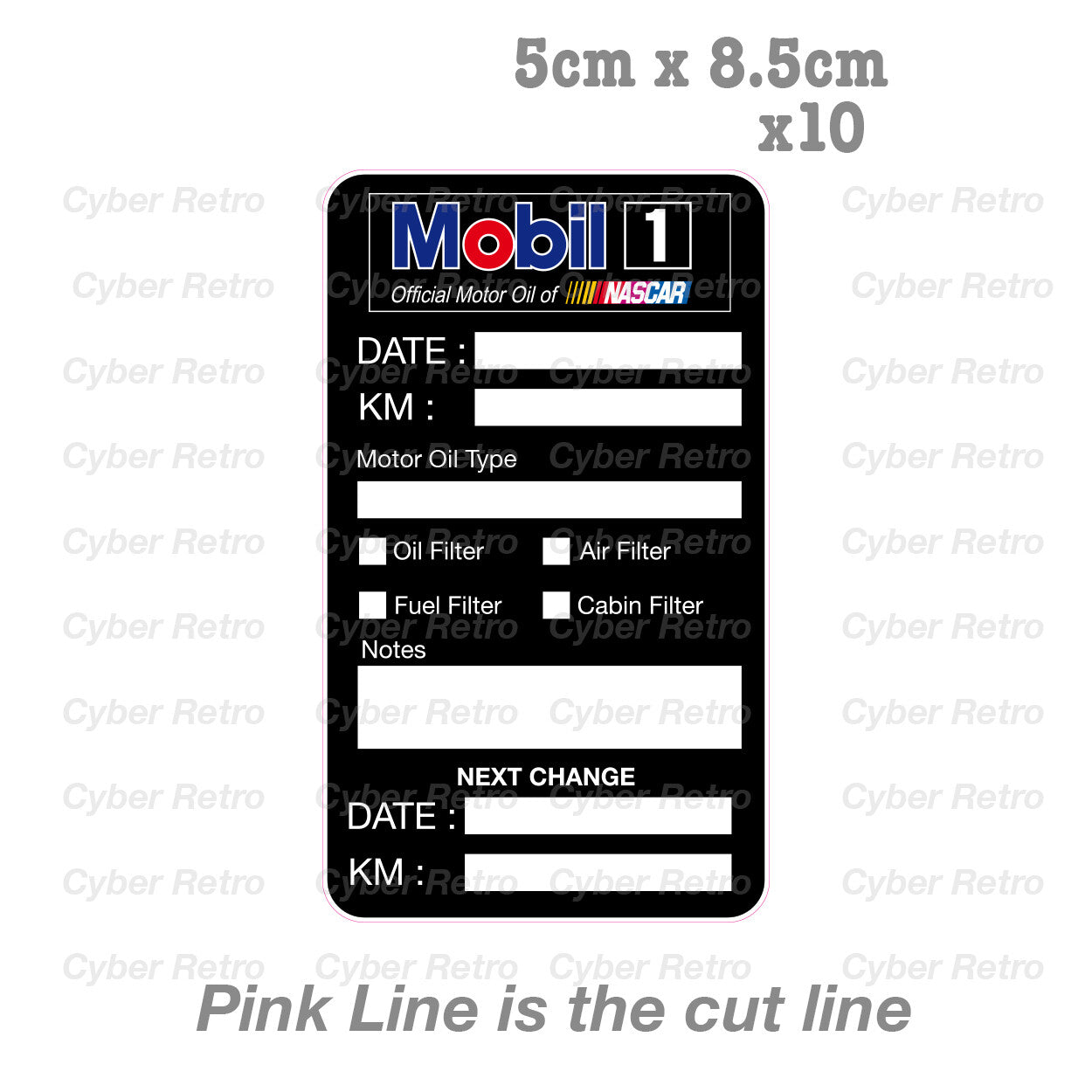 MOBIL 1 NASCAR Oil Change Service Reminder x10 Stickers , Cars Trucks Sticker