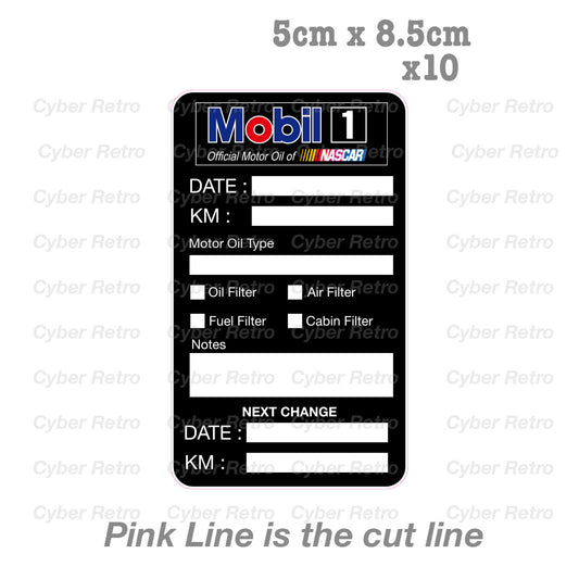 MOBIL 1 NASCAR Oil Change Service Reminder x10 Stickers , Cars Trucks Sticker