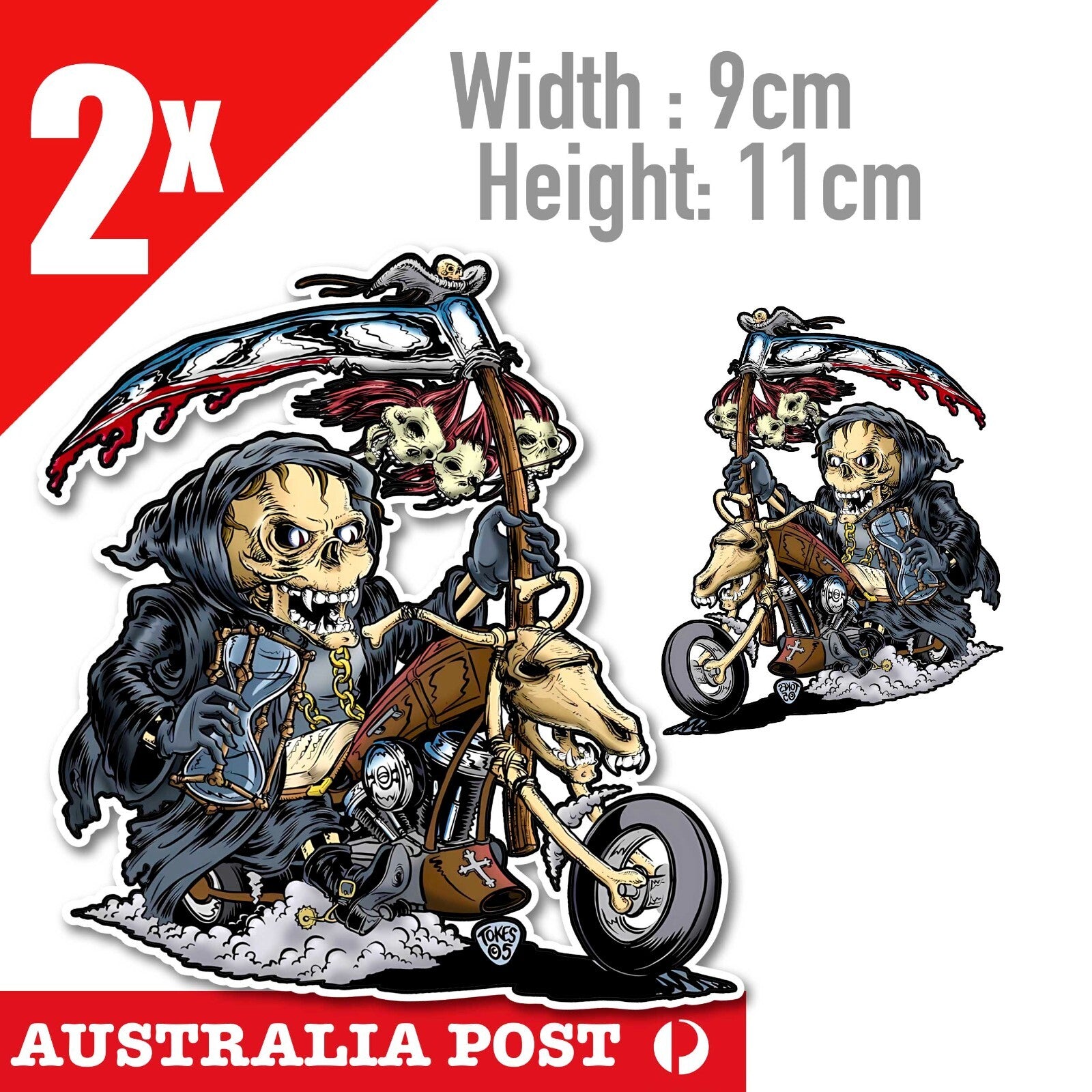 GRIM REAPER Hot Rod - Mancave Hot Rod Americana Racing Motorcycle Stickers
