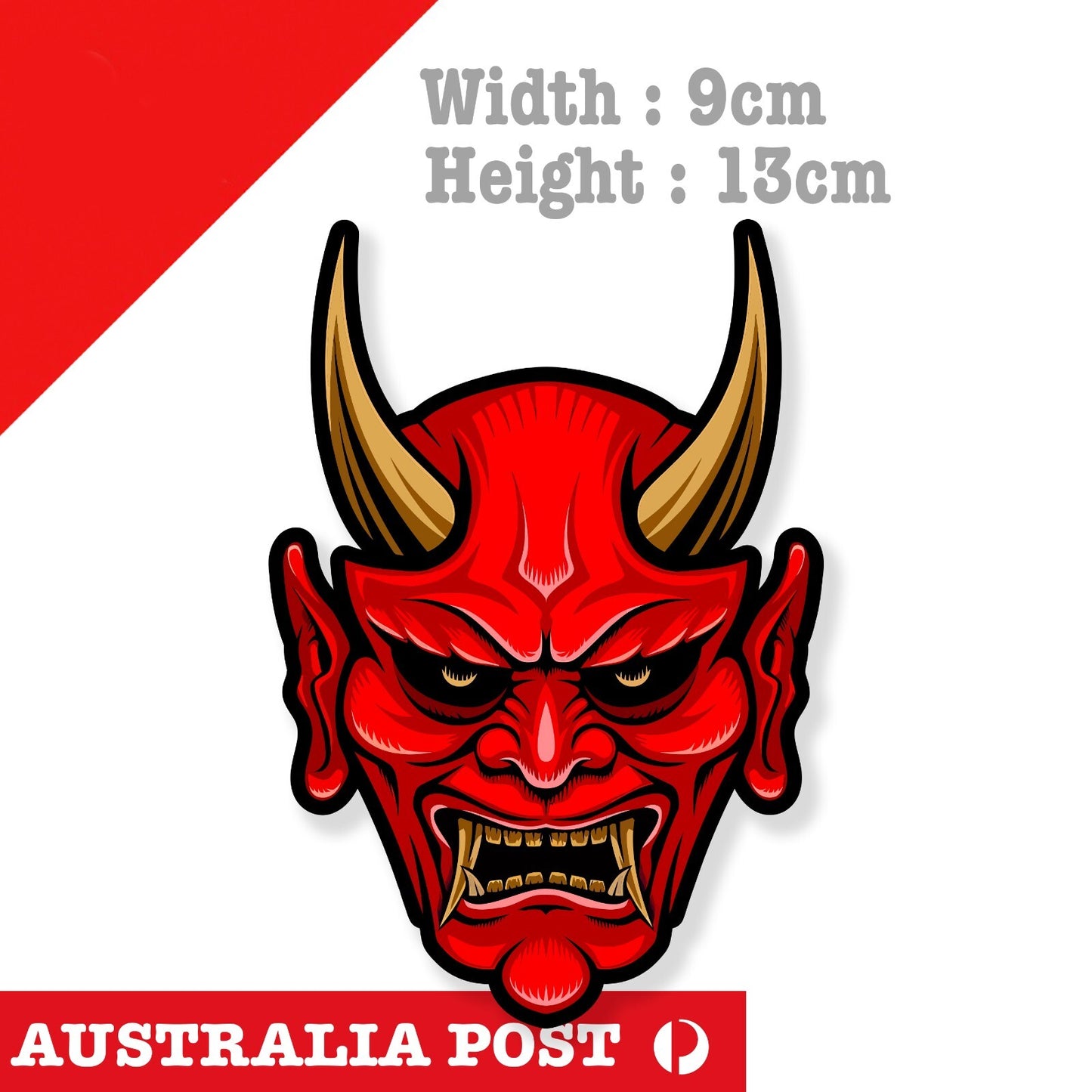 Oni Mask RED Devil Gold Teeth, OSAKA , Japan, Car, Laptop, Window Sticker