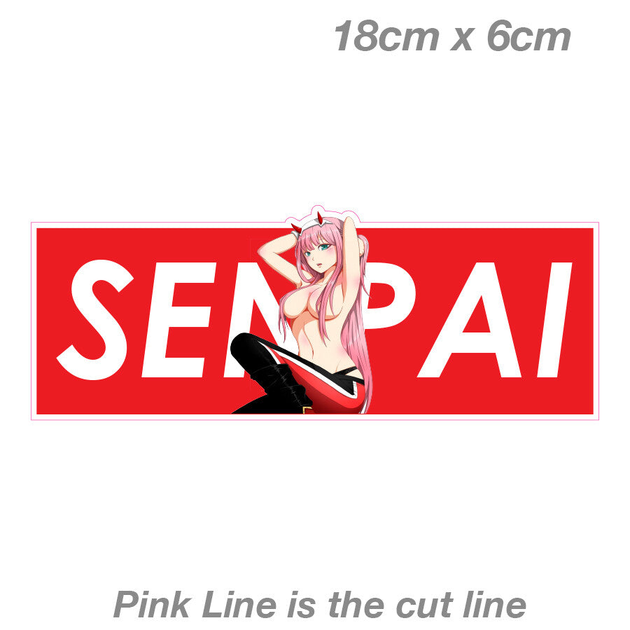 Senpai Anime Darling in Franxx Zero 2 JDM Slap   Decal Sticker 