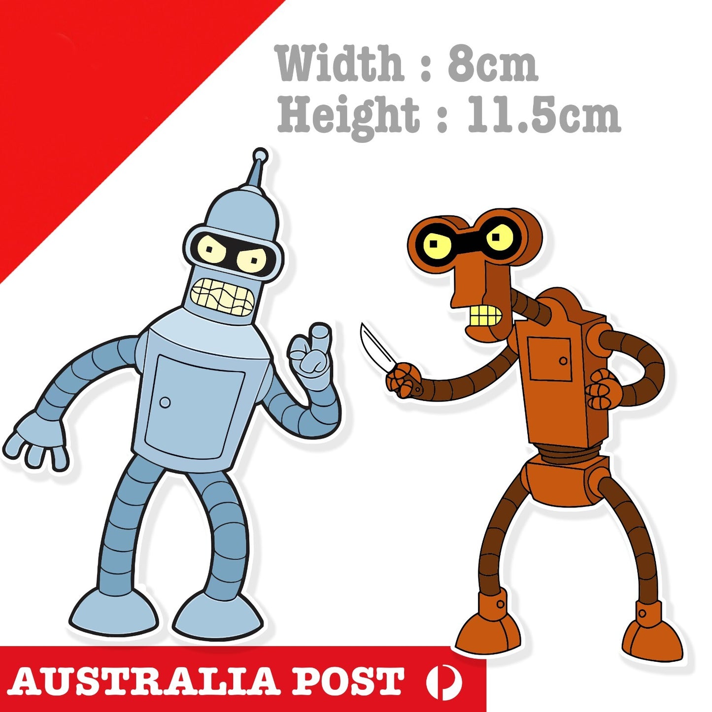 FUTURAMA Bender  Middle Finger & Roberto the Robot Funny Cartoon Sticker