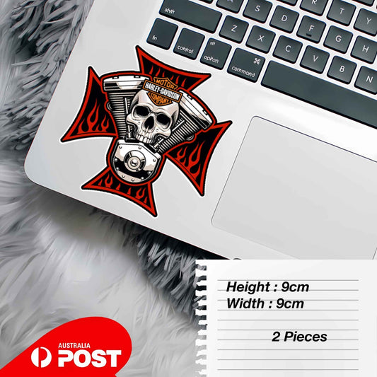 Skull motorcycle Engine  Logo Fuel Tank Helmet Decal Stickers