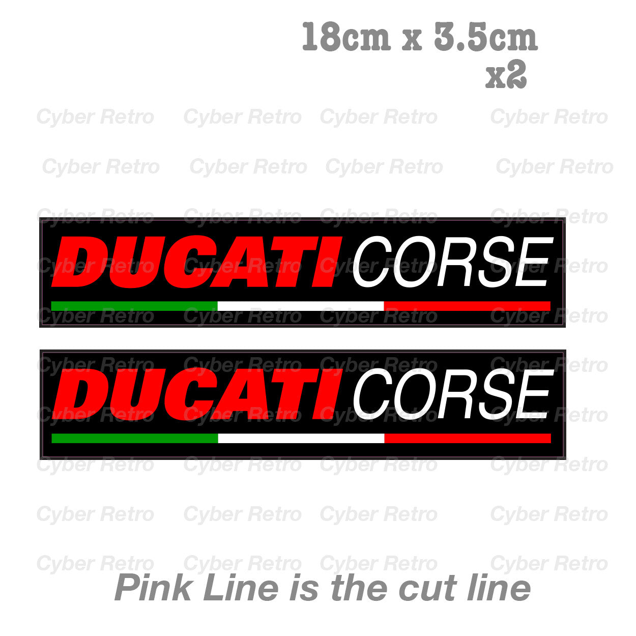 Italy flag DUCATI CORSE  x 2 Laptop , Car  Decal Sticker 