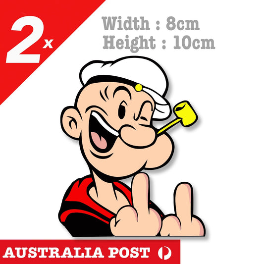 Popeye the Sailor Middle Finger Funny Car Window Sticker