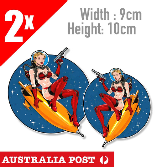 Sexy Pin Up Girl On Rocket Sticker