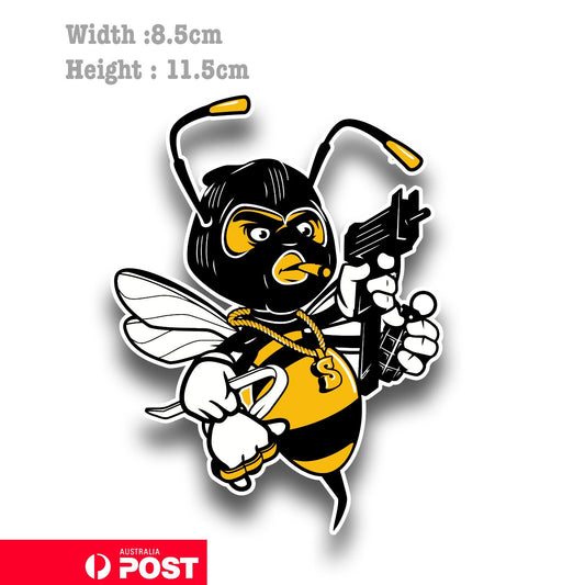 Killer Bee with Machine Gun, Thug Life Funny  Laptop , Car  Decal Sticker