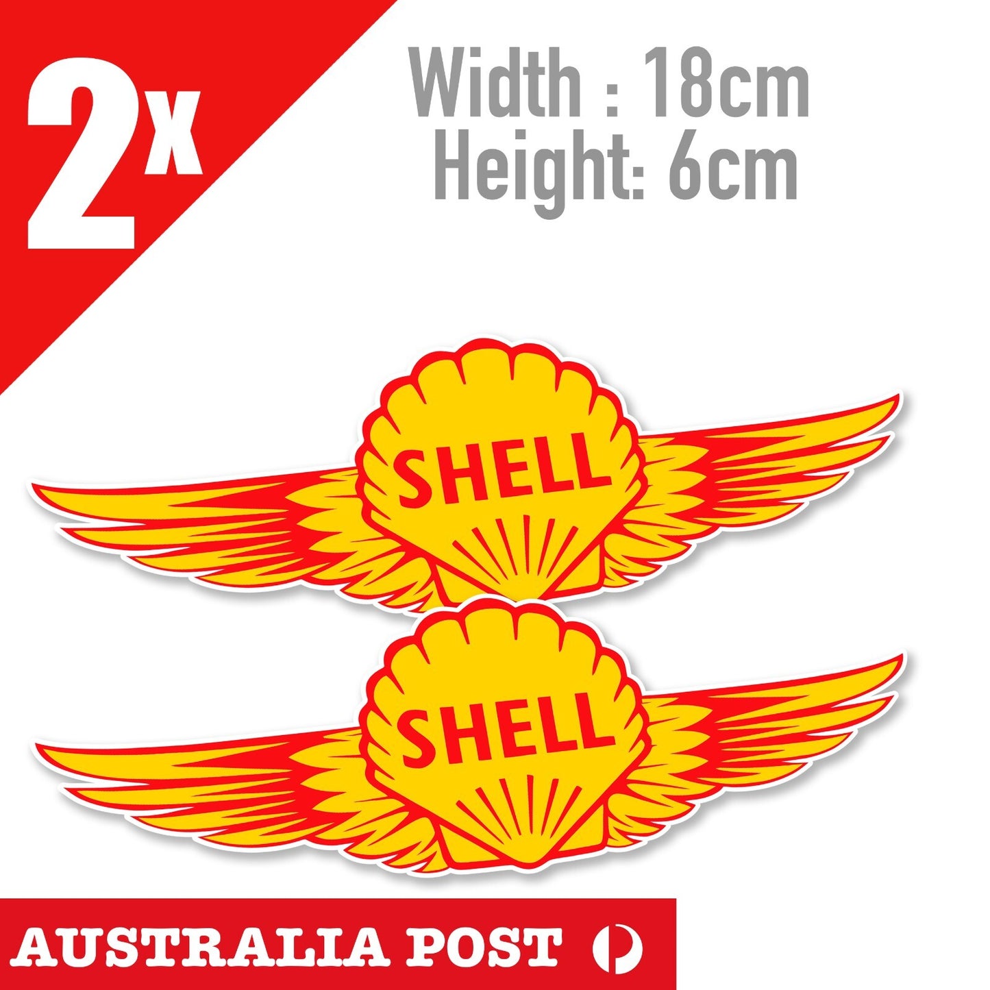 SHELL WING Logo Retro, Vintage Logo - Fridge Bar Toolbox Sticker