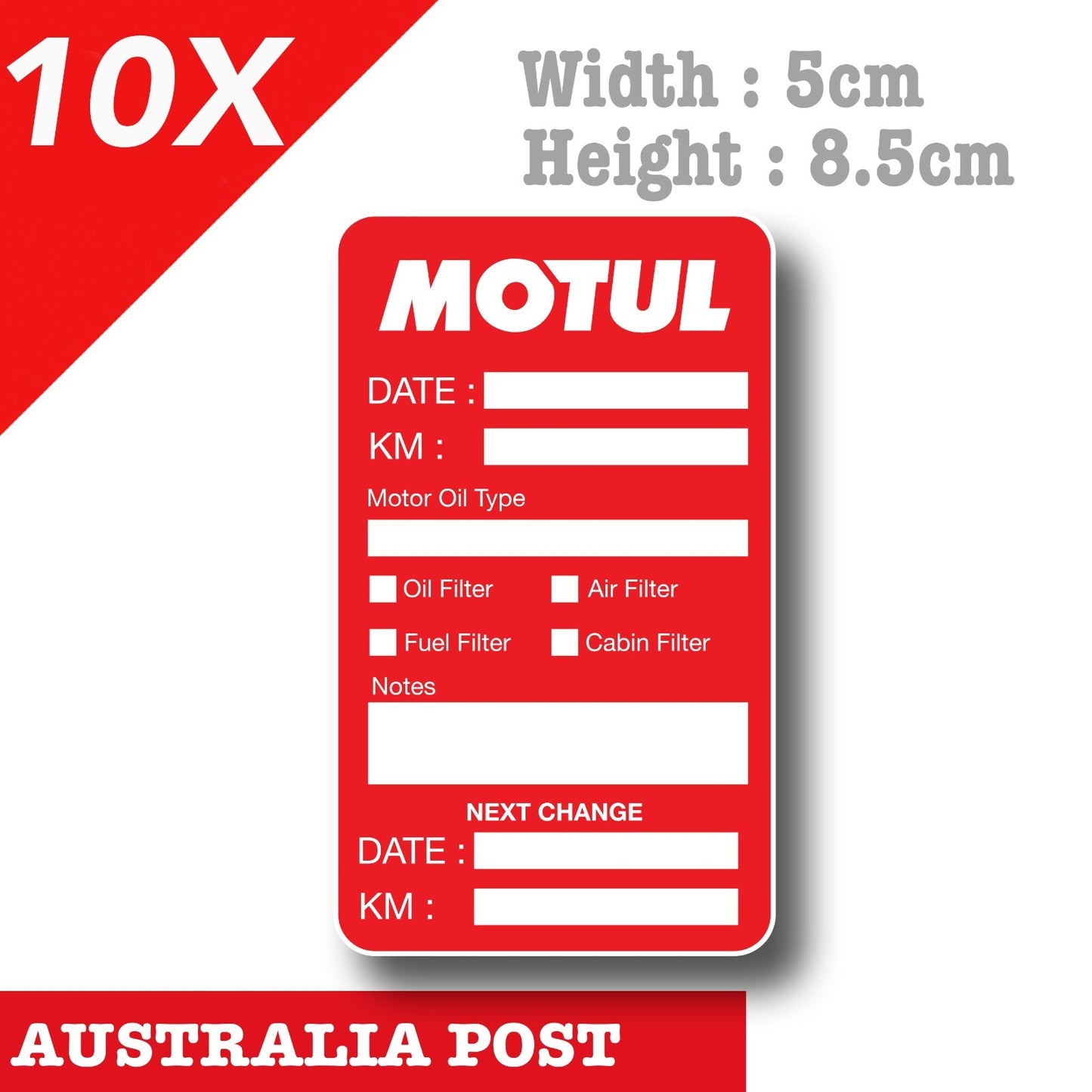 MOTUL Oil Change Service Reminder x10 Stickers , Cars Trucks Vans Sticker