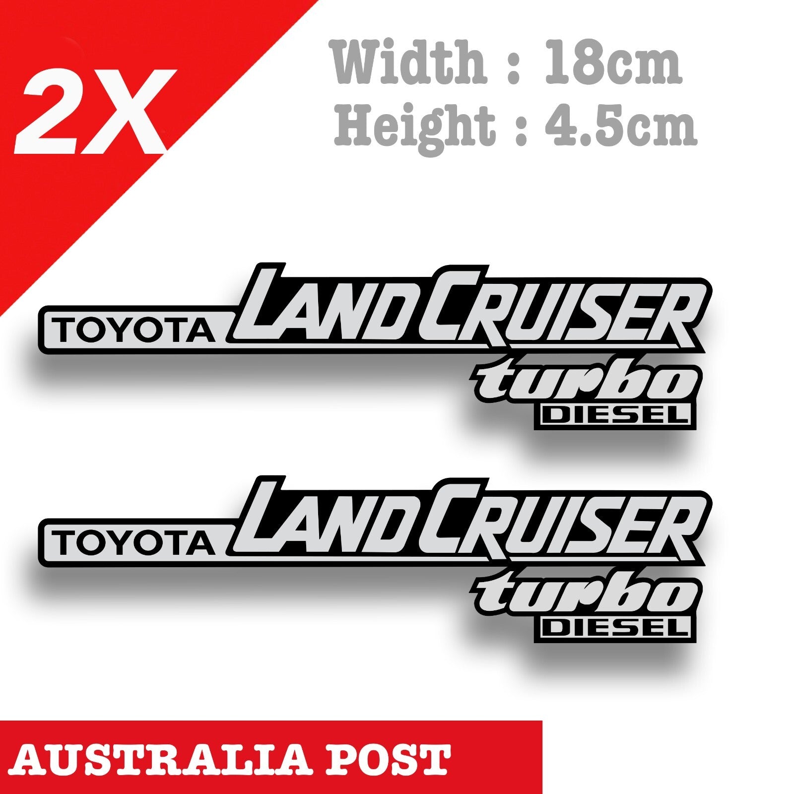 Toyota Land Cruiser Turbo Diesel, 4X4, 4WD,  Hilux Toyota Logo Decal Stickers
