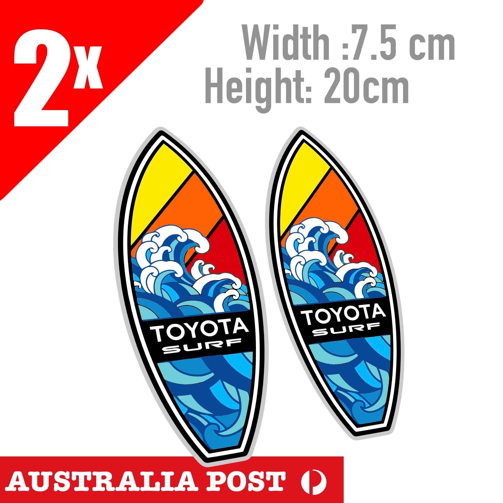 Toyota TRD Vintage SURF Board ,Ocean , 4x4, 4WD, Ute, Hilux, Tacoma 2x Stickers