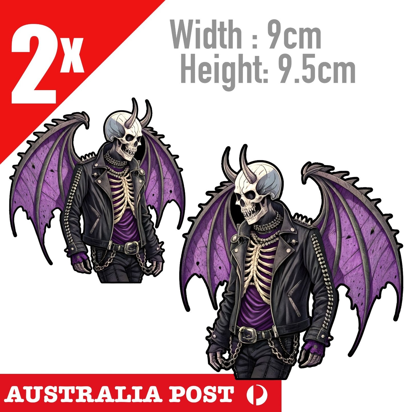 Evil Skull Angel with Wings, Motorcycle Helmet, Fuel Tank, Skull Logo Stickers