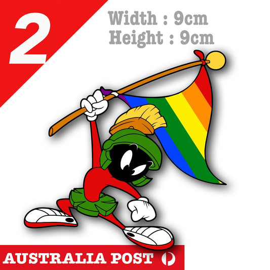 Pride Flag MARVIN the Martian Planting Flag  Cartoon Decal Sticker