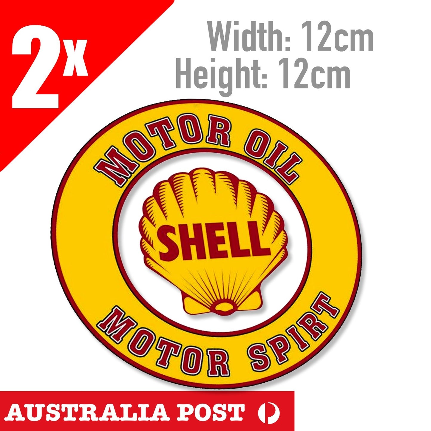 Shell Motor Oil Motor Spirit Vintage Old Retro Sign  2x  Sticker
