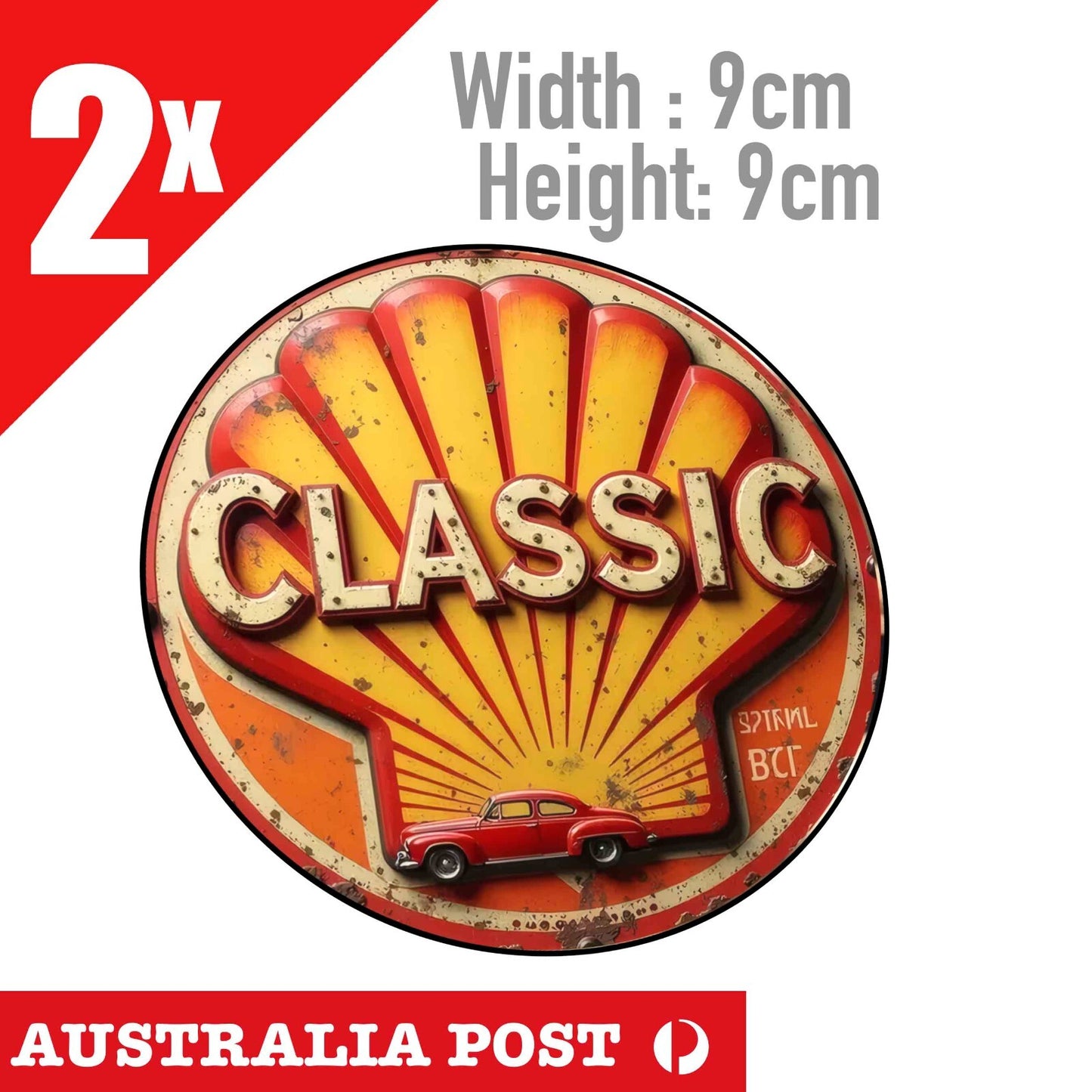 Shell Motor Oil  Classic Logo,Old Vintage, Rusted Round Sticker