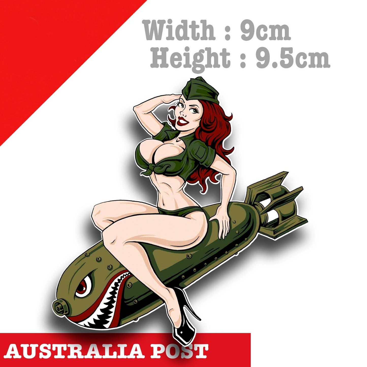 Bomber Girl  Pin up girl Bomb Shell ,Car, Laptop  Vinyl  Sticker