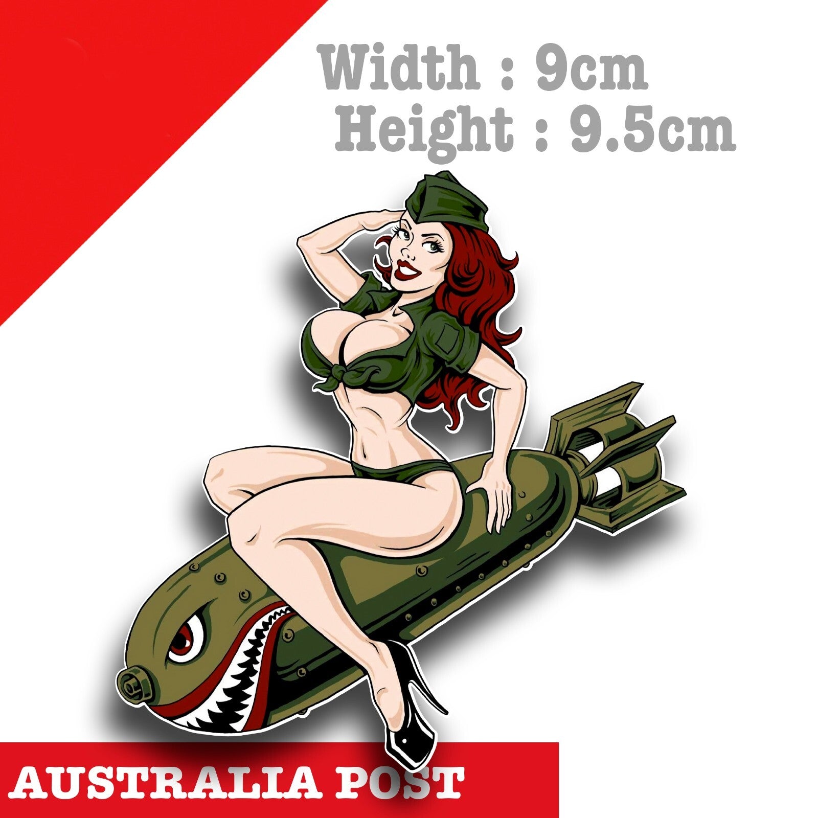 Bomber Girl  Pin up girl Bomb Shell ,Car, Laptop  Vinyl  Sticker