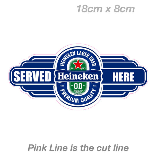 Heineken 0.0 Beer SERVED HERE Sign  Fridge Bar Vinyl  Sticker 