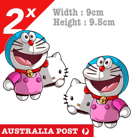 Hello Kitty, DORAEMON Blue Cat as Kitty the Cat Funny Mask JDM Sticker