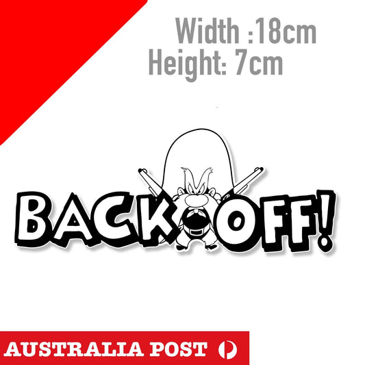 BACK OFF Yosemite Sam Vinyl Decal Sticker Car Window Angry Cowboy Sticker
