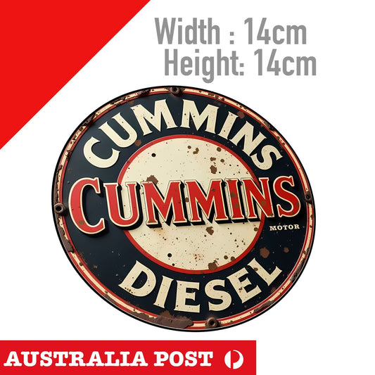 CUMMINS DISEL Engine Oil Rustic Old Style Damaged Round Sign Sticker