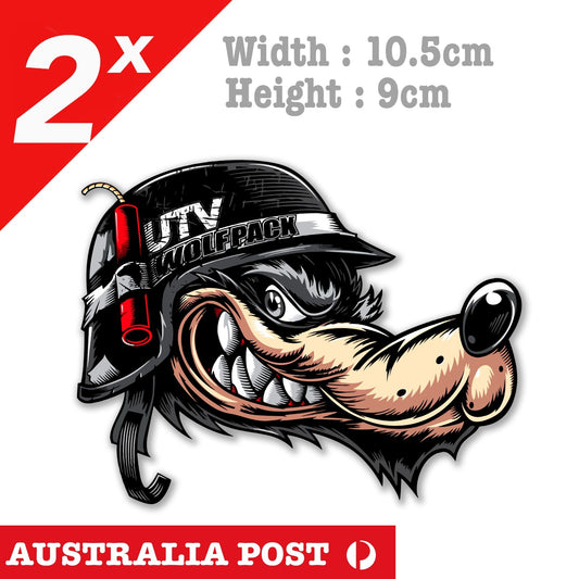 Dynamite Wolf Head , Wolf Animal Motorcycle Rider, Helmet, Fuel Tank Sticker