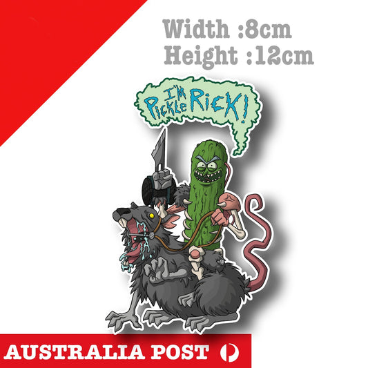 Pickle Rick on Rat - Rick and Morty Funny  Laptop , Car  Decal Sticker 