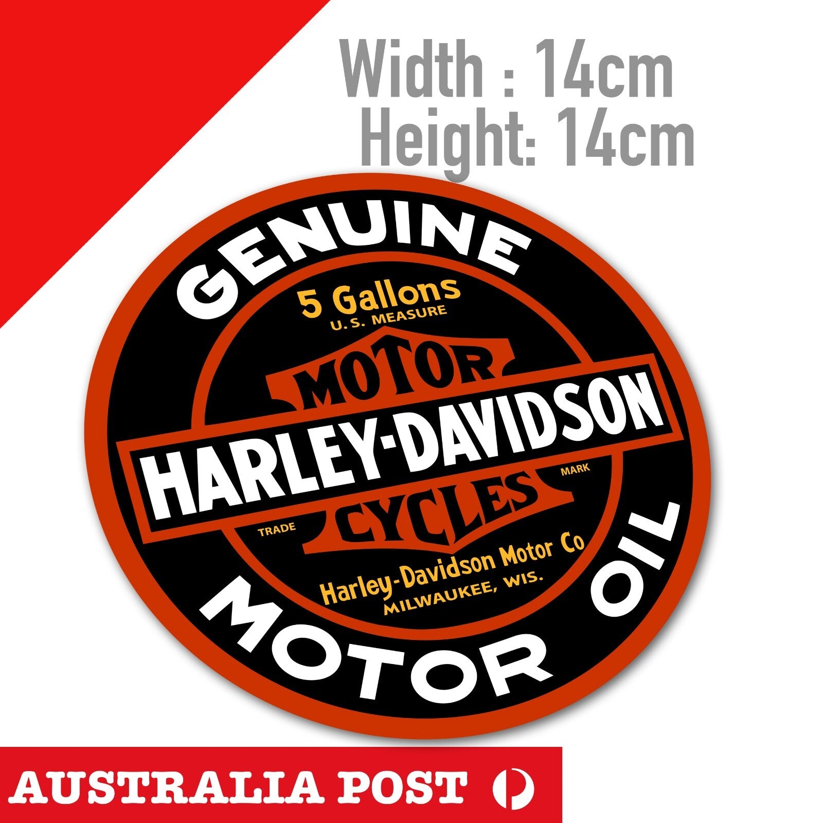 Harley Davidson Motorcycle  Motor OIL Round, Garage, Mechanic Sticker