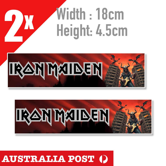 Iron Maiden Skeleton Devil Guitar Banner Sticker Decal band album