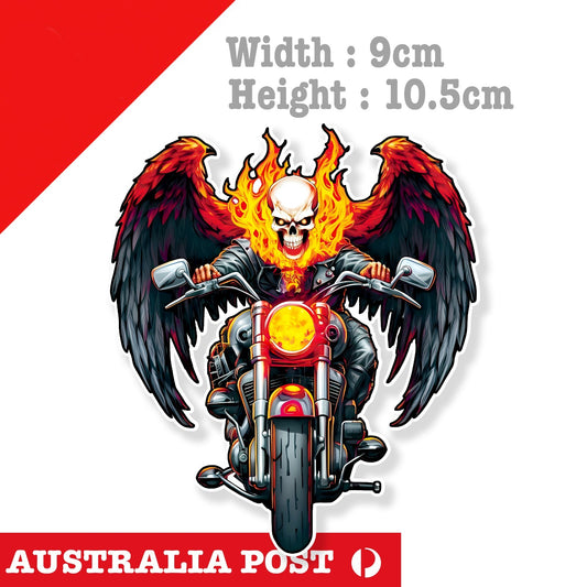 WING Skull motorcycle Rider,Fuel Tank, Helmet Sticker
