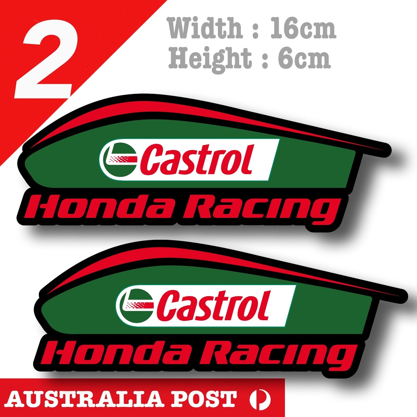 CASTROL Logo Oil Honda Racing, Honda Motorcycle, Helmet, Fuel Tank  Sticker