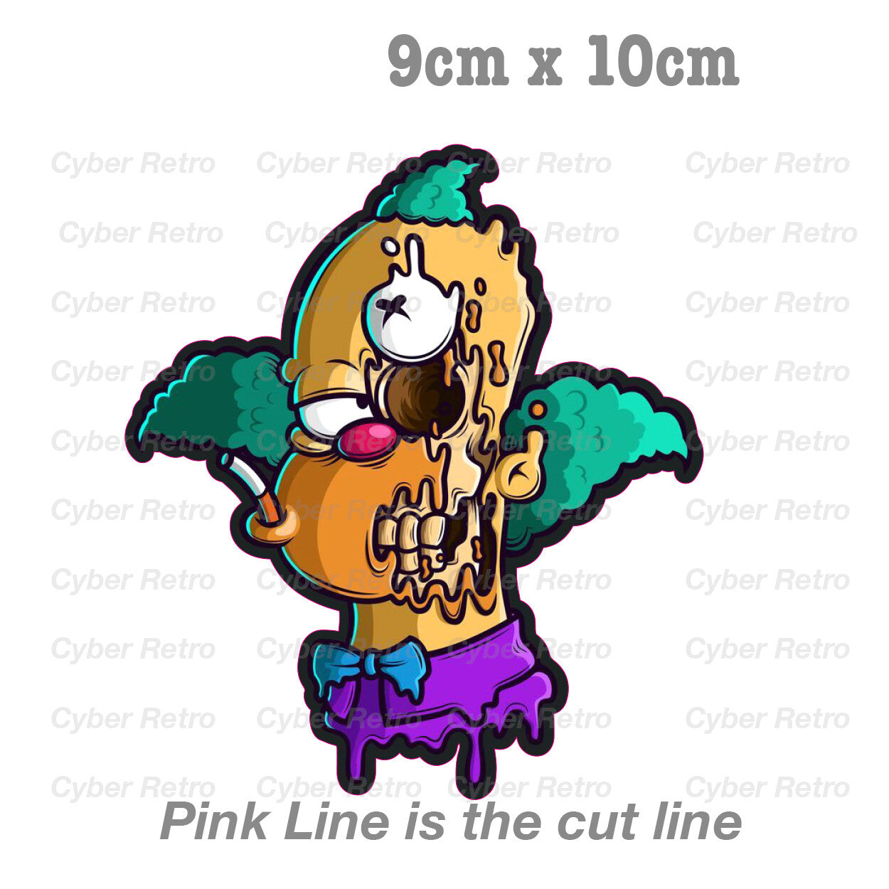 KRUSTY The Clown Half Skull - The Simpsons Laptop , Car  Vinyl  Sticker 