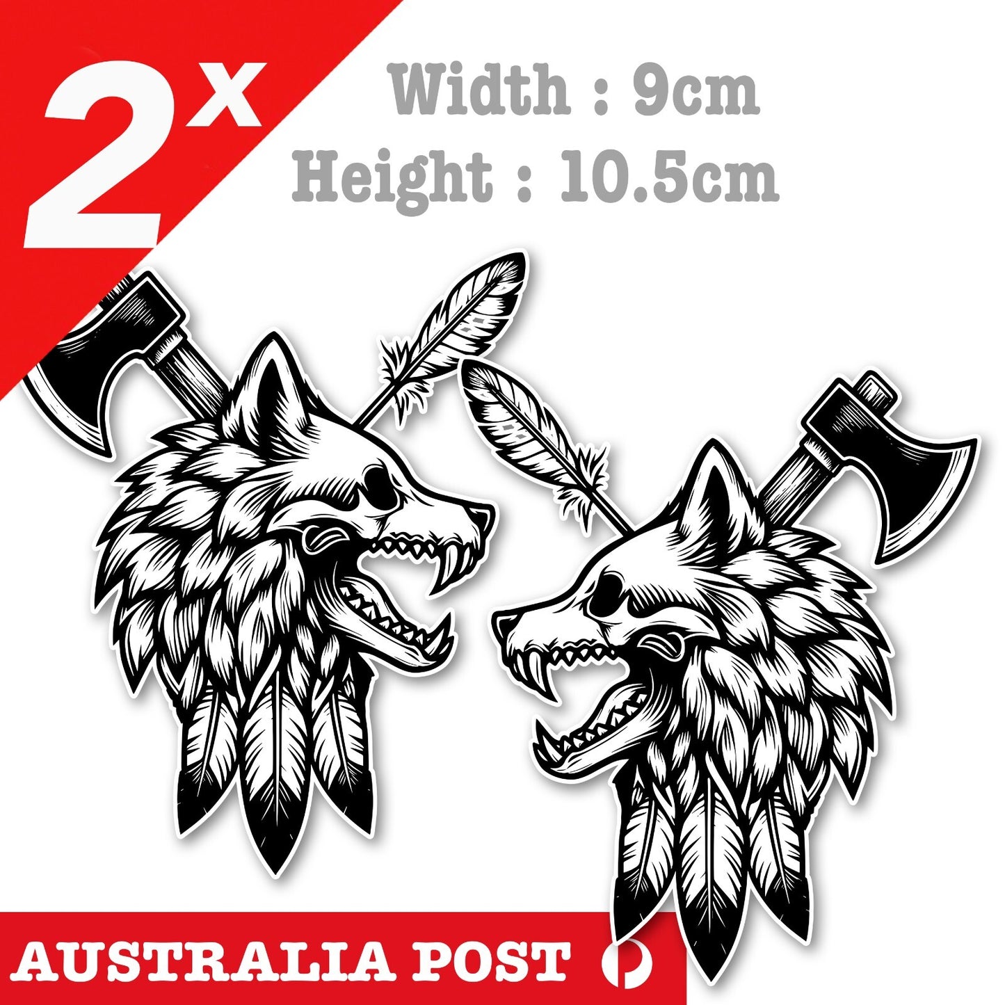 Viking WOLF with AXE, mythology WOLF Sticker