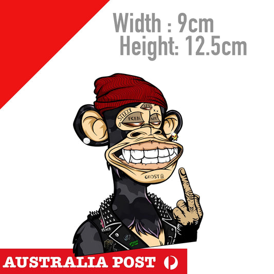 Middle Finger Funny Tatooed Monkey , Funny, Rude  Sticker