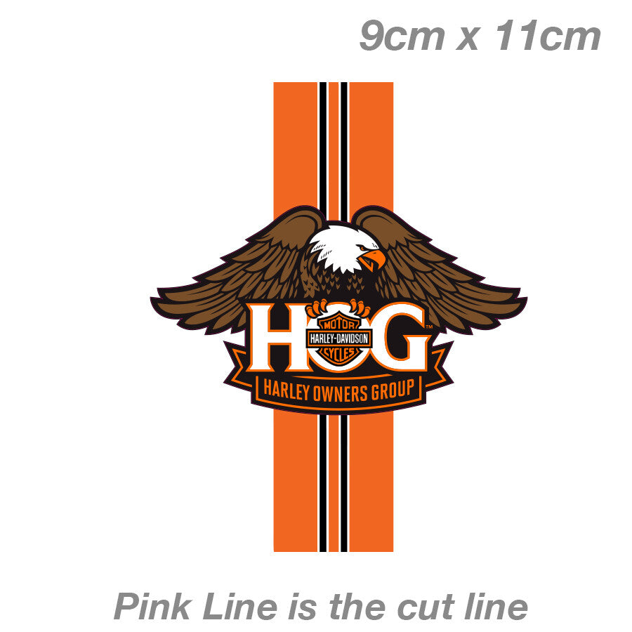 Harley Davidson Motorcycle Group Logo Orange stripes ,Dyna Tank  Sticker