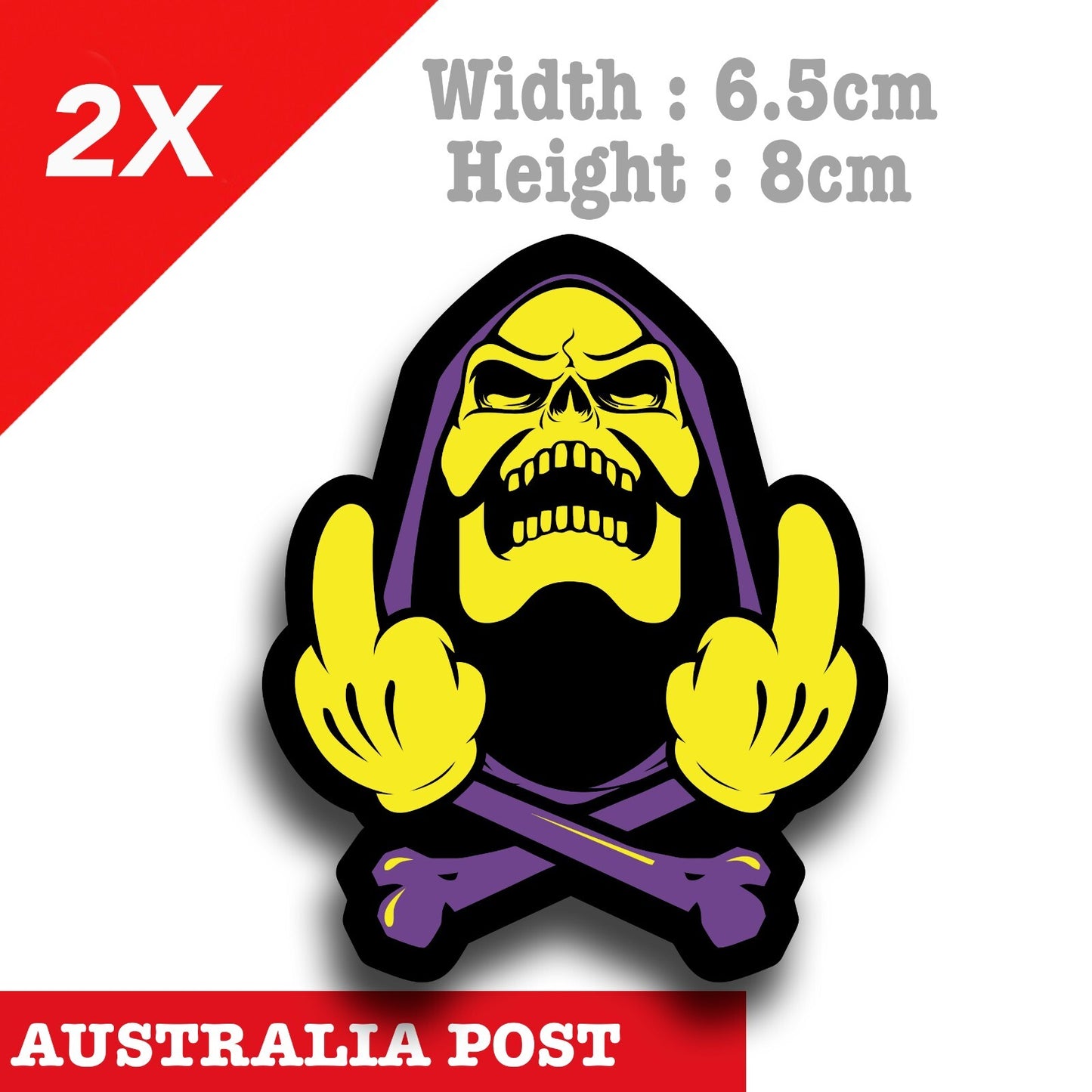 Santa Cruz Yellow Skull with Bones Crossed finger Laptop , Car  Decal Stickers