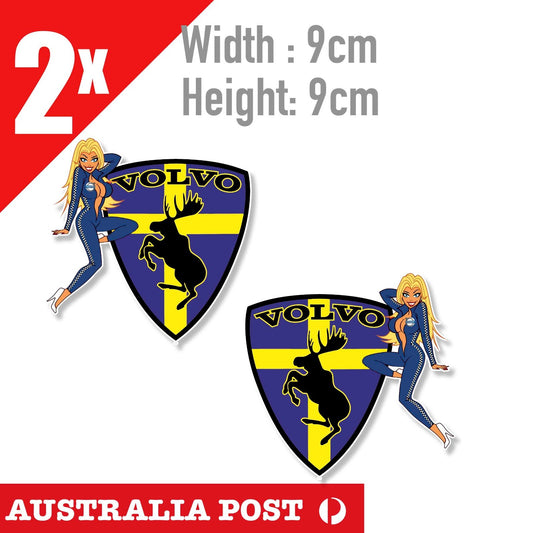 VOLVO Pin Up Girl Logo ,VOLVO Logo Swedish Flag Car  Decal Sticker
