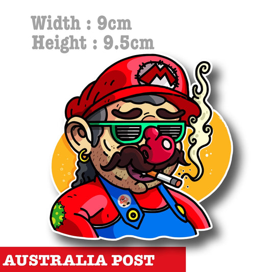 Super Mario Smoking Funny High Super Mario Game Character Sticker