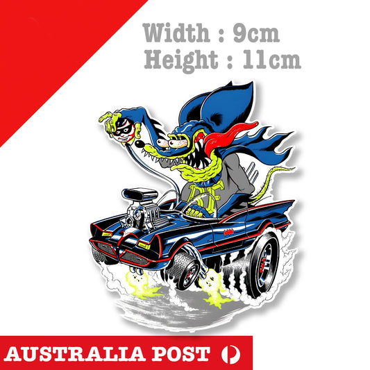 Batfink Hot Rod - Batman Versin Mancave Rat Hot Rod Americana Vinyl  Sticker 