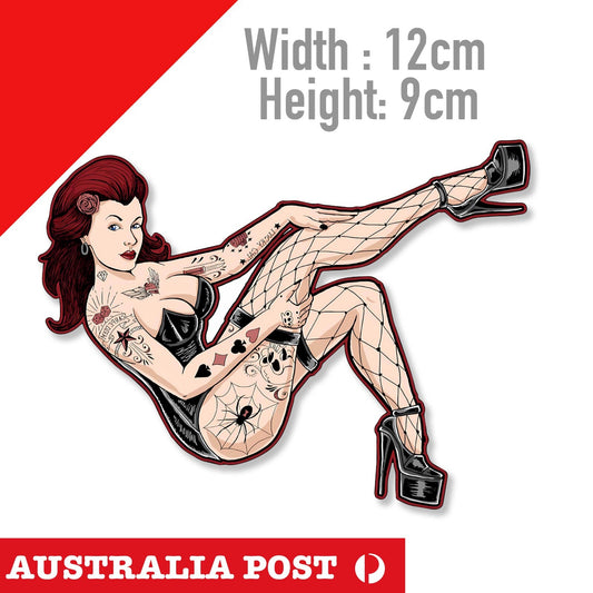 Sexy Red Head TATTOO Chubby Girl, Sexy Pin Up Girl With Tattoo Sticker