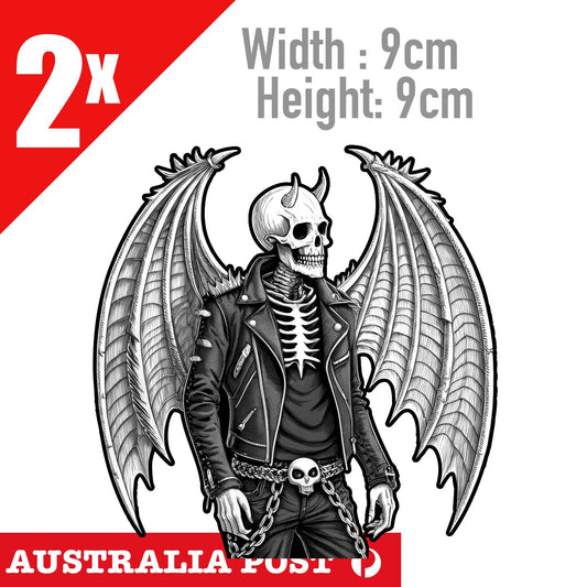 Evil Skull ANGEL with Wings , Skull Angel medieval Demon Stickers
