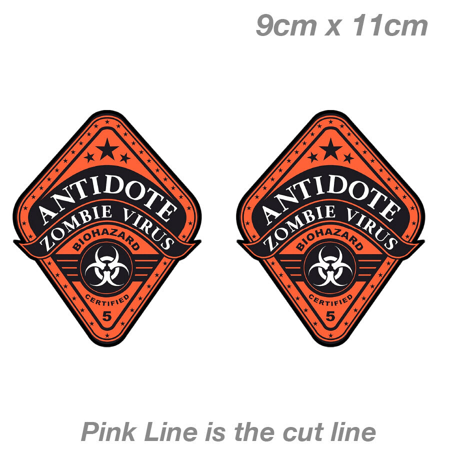 Zombie Virus ANTIDOTE Label  Vinyl  Sticker 