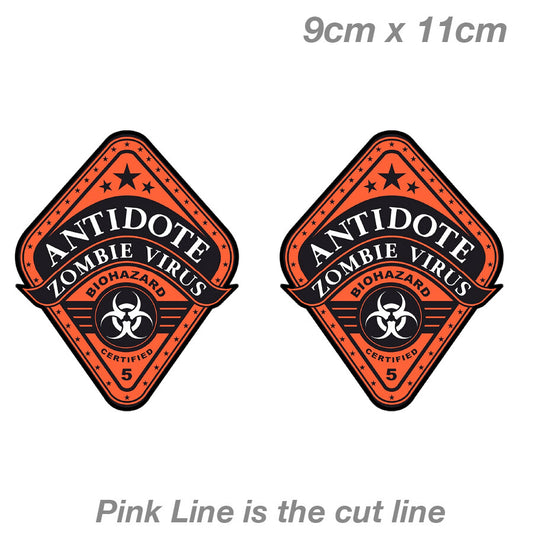 Zombie Virus ANTIDOTE Label  Vinyl  Sticker 